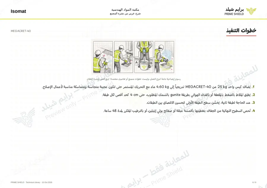 Page 6 of 11 — MEGACRET-40 — Arabic explanation