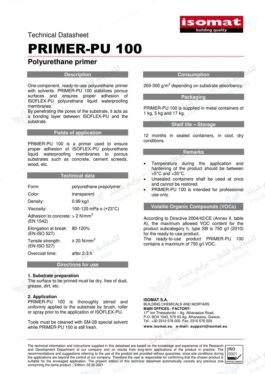 الصفحة 8 من 8 — PRIMER-PU 100 — النشرة الرسمية (EN)