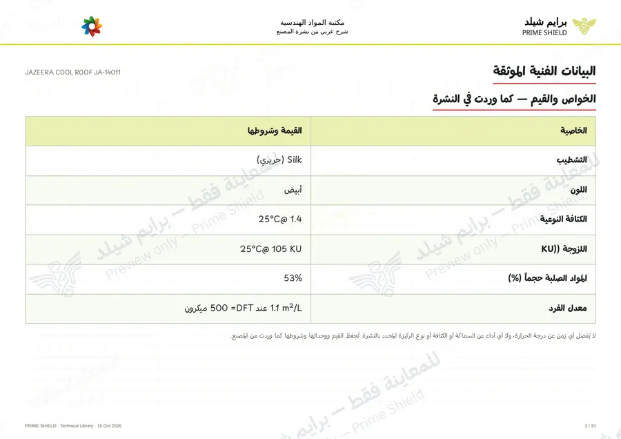 الصفحة 3 من 13 — JAZEERA COOL ROOF JA-14011 — الشرح العربي