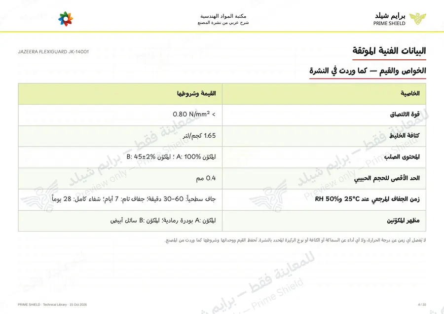 الصفحة 4 من 13 — JAZEERA FLEXIGUARD JK-14001 — الشرح العربي