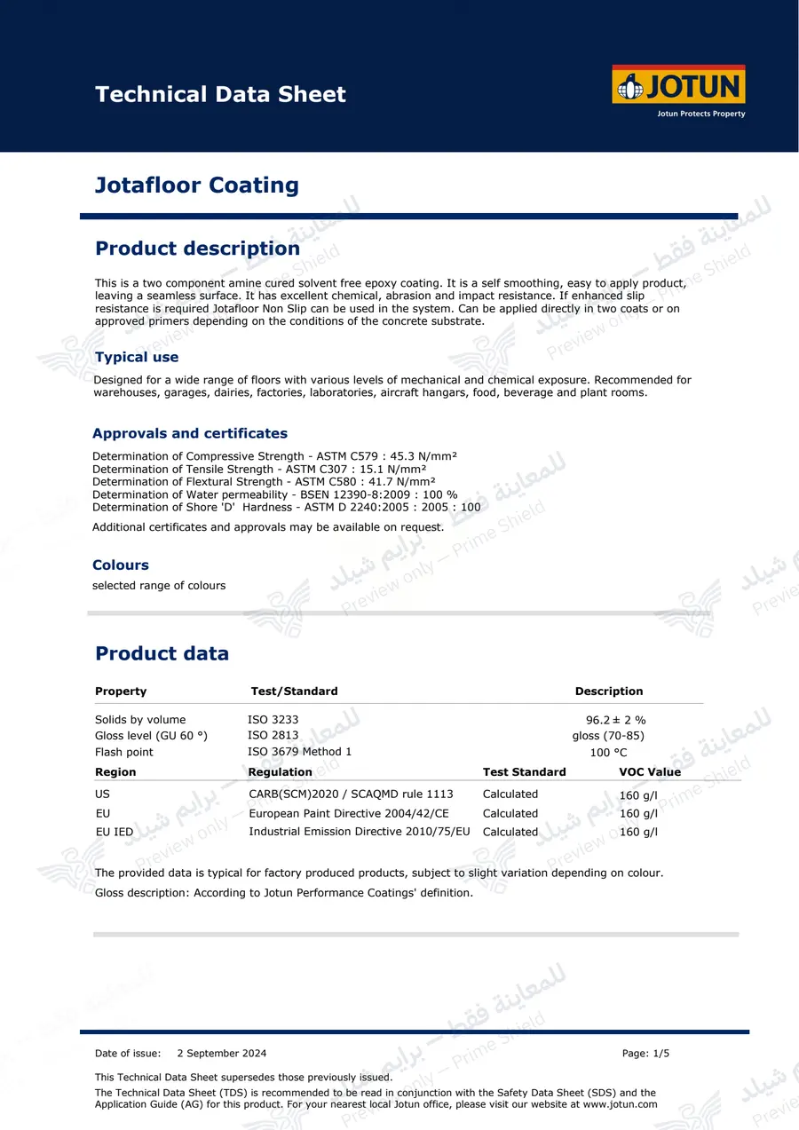 الصفحة 11 من 15 — Jotafloor Coating — النشرة الرسمية (EN)