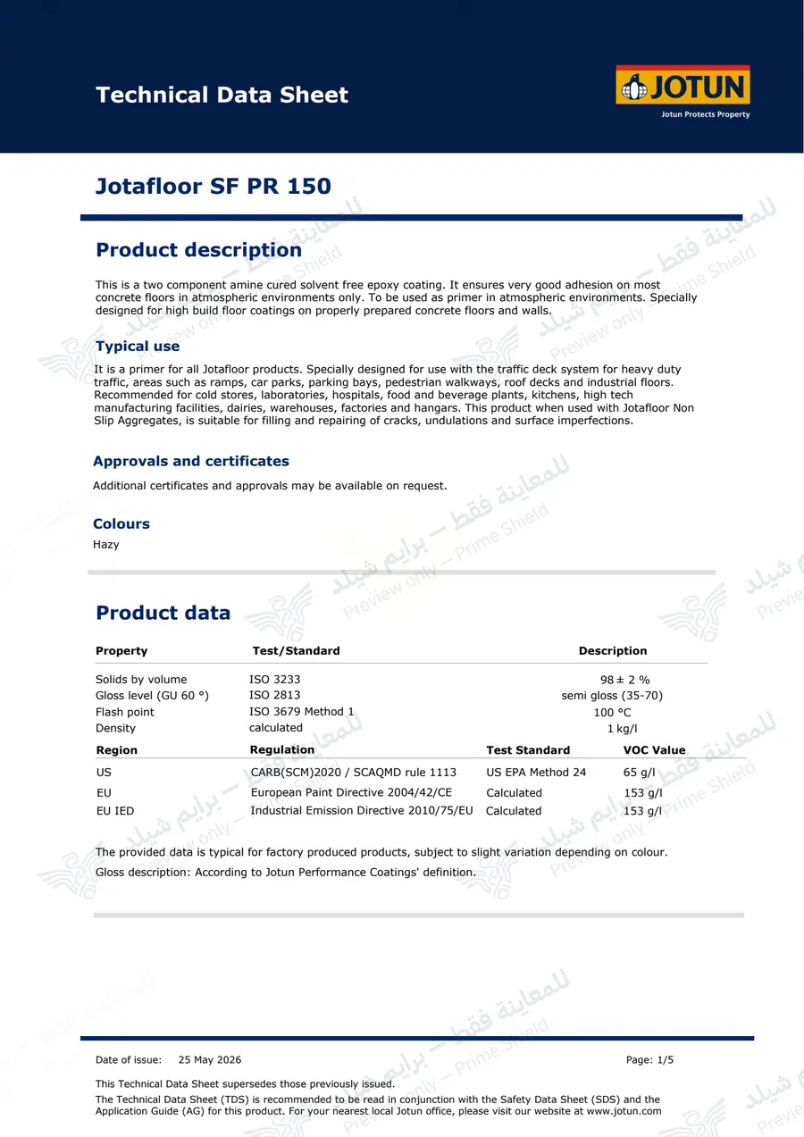 Page 10 of 18 — Jotafloor SF PR 150 — Official sheet (EN)