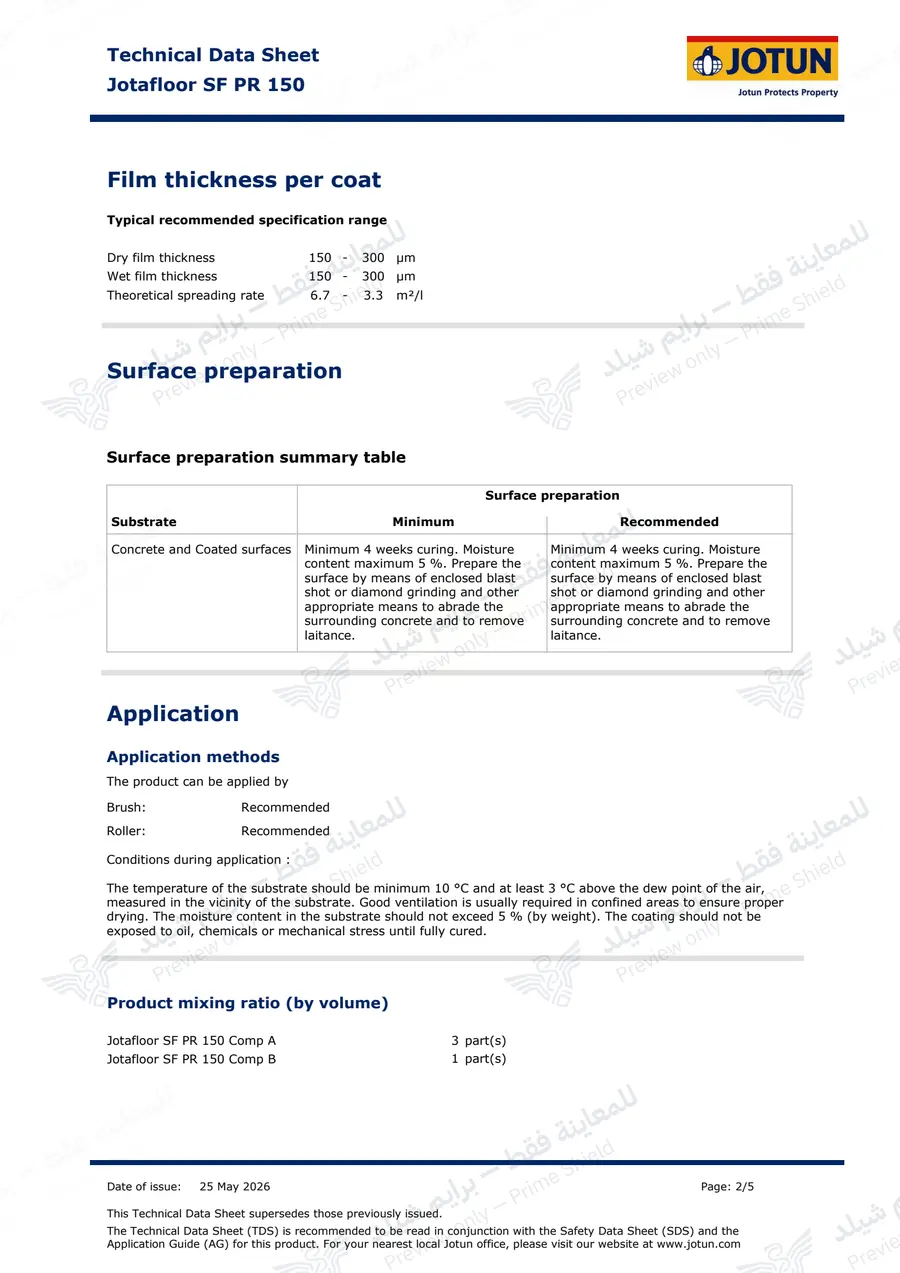Page 11 of 18 — Jotafloor SF PR 150 — Official sheet (EN)