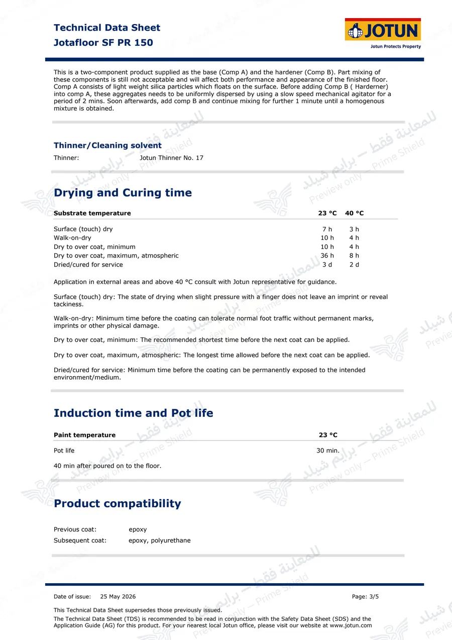 Page 12 of 18 — Jotafloor SF PR 150 — Official sheet (EN)