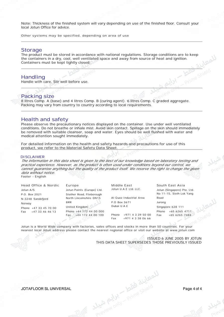 Page 15 of 15 — Jotafloor SL Universal — Official sheet (EN)