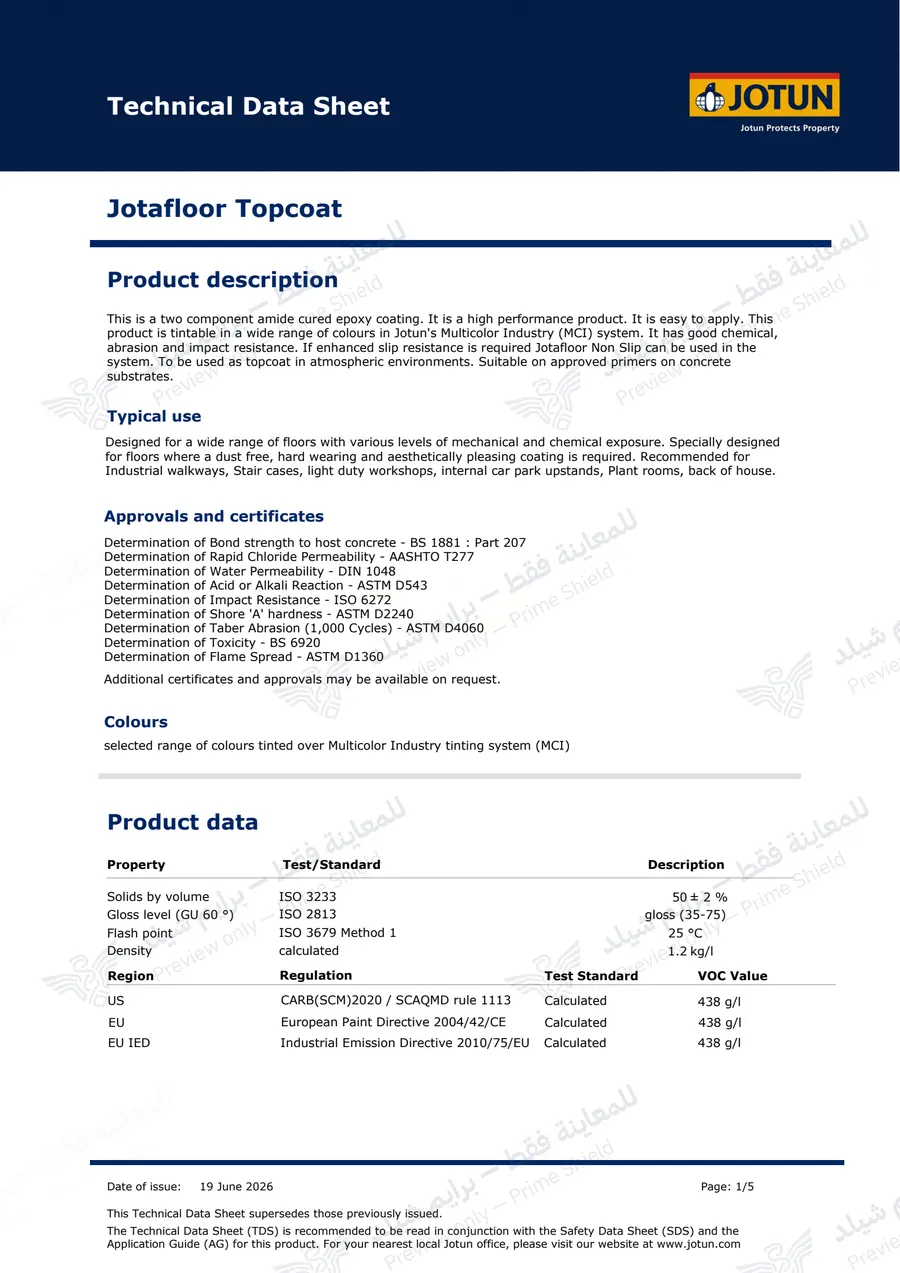 Page 10 of 18 — Jotafloor Topcoat — Official sheet (EN)