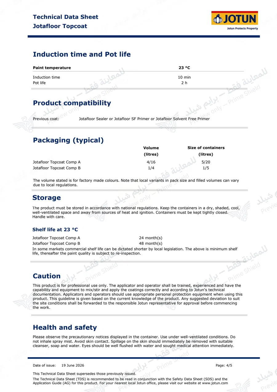 Page 13 of 18 — Jotafloor Topcoat — Official sheet (EN)