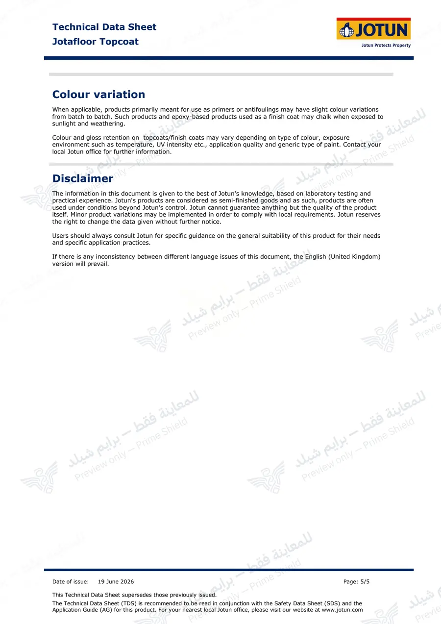 Page 14 of 18 — Jotafloor Topcoat — Official sheet (EN)