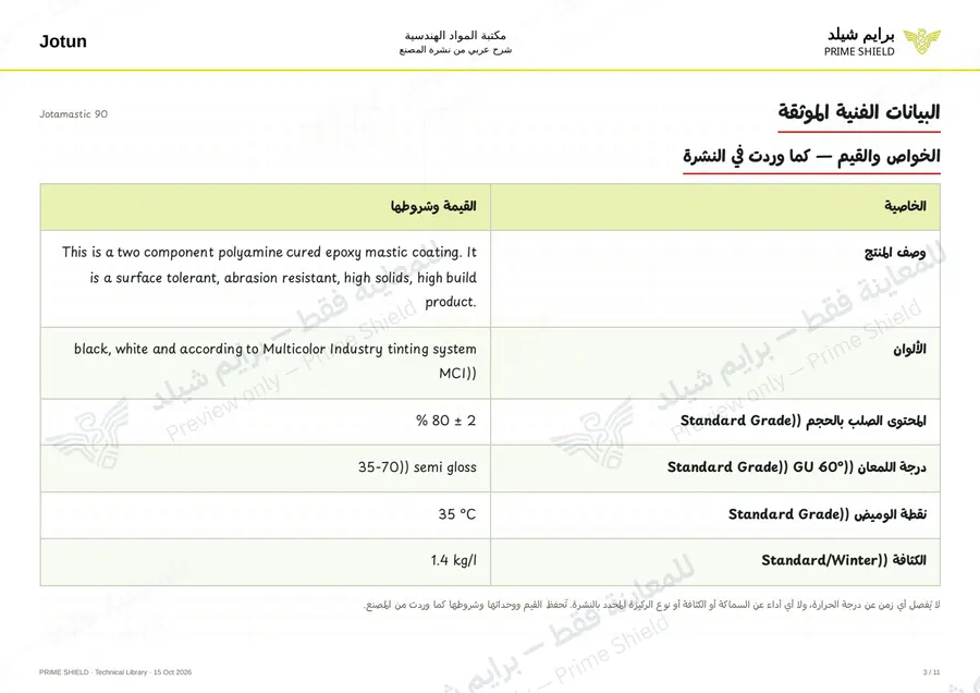 الصفحة 3 من 18 — Jotamastic 90 — الشرح العربي