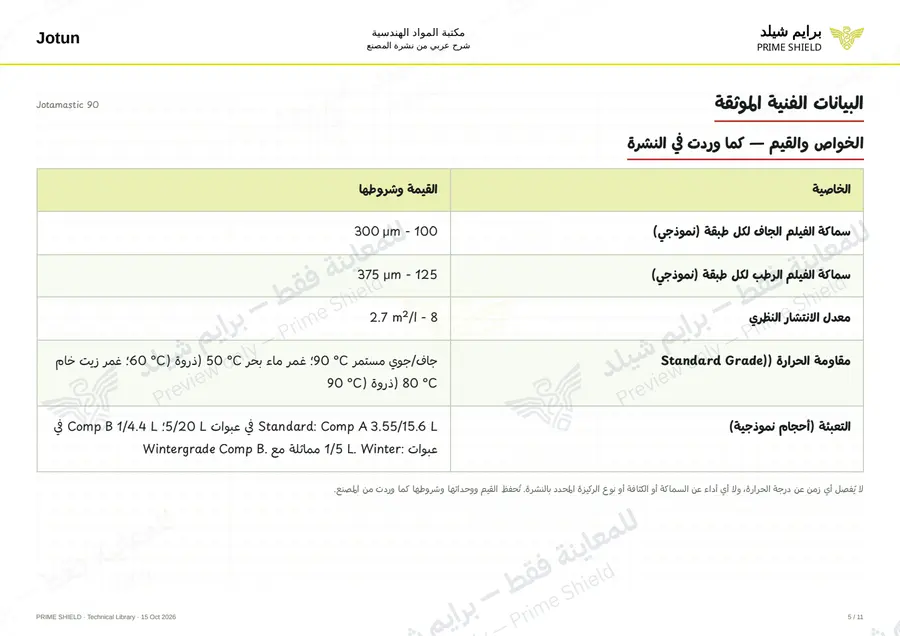 الصفحة 5 من 18 — Jotamastic 90 — الشرح العربي