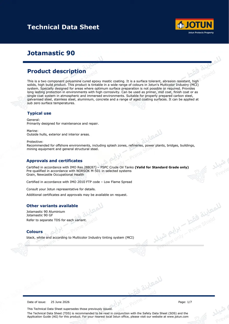 الصفحة 12 من 18 — Jotamastic 90 — النشرة الرسمية (EN)