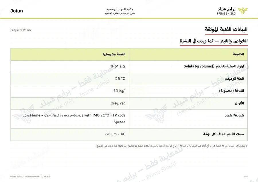 Page 3 of 14 — Penguard Primer — Arabic explanation