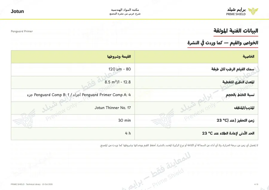 Page 4 of 14 — Penguard Primer — Arabic explanation