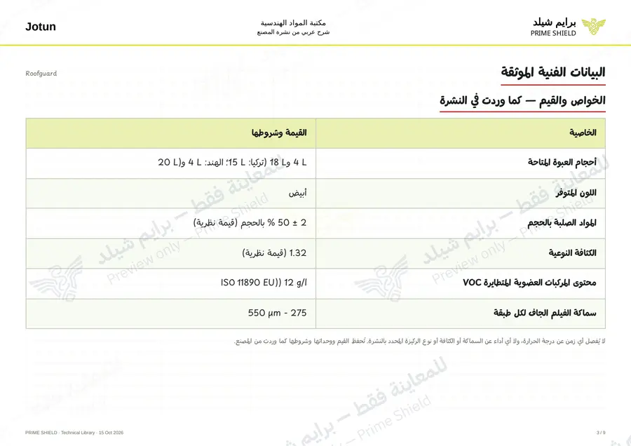 الصفحة 3 من 12 — Roofguard — الشرح العربي