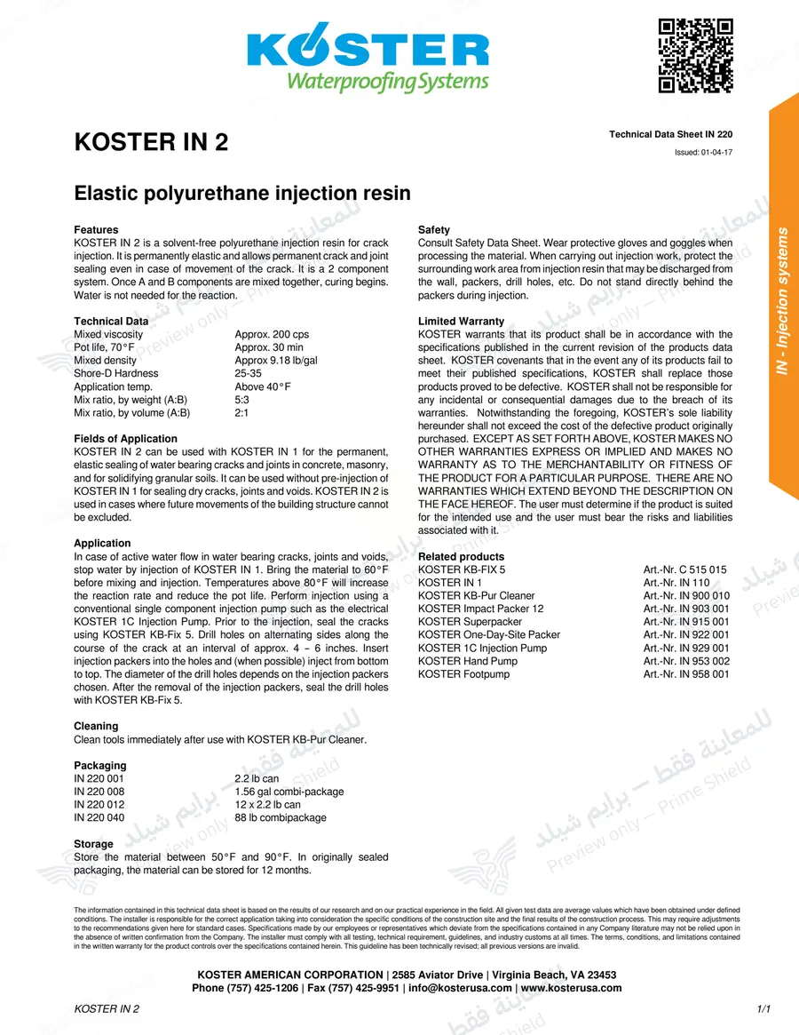 Page 10 of 10 — KOSTER IN 2 — Official sheet (EN)