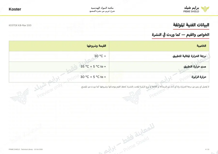 الصفحة 4 من 12 — KOSTER KB-Flex 200 — الشرح العربي