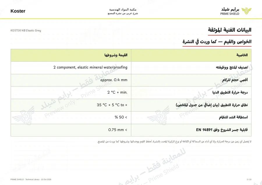 الصفحة 3 من 14 — KOSTER NB Elastic Grey — الشرح العربي