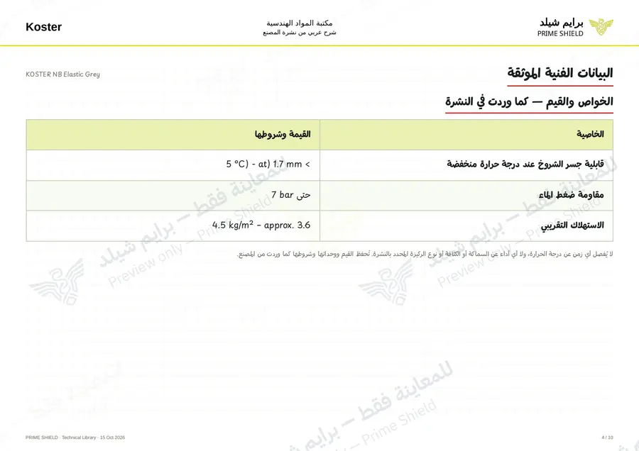 الصفحة 4 من 14 — KOSTER NB Elastic Grey — الشرح العربي