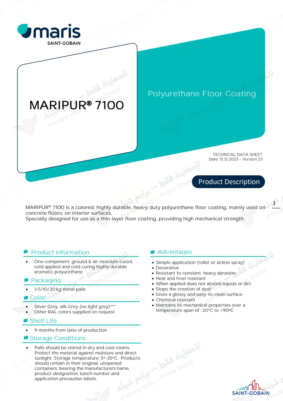 Page 11 of 13 — MARIPUR 7100 — Official sheet (EN)