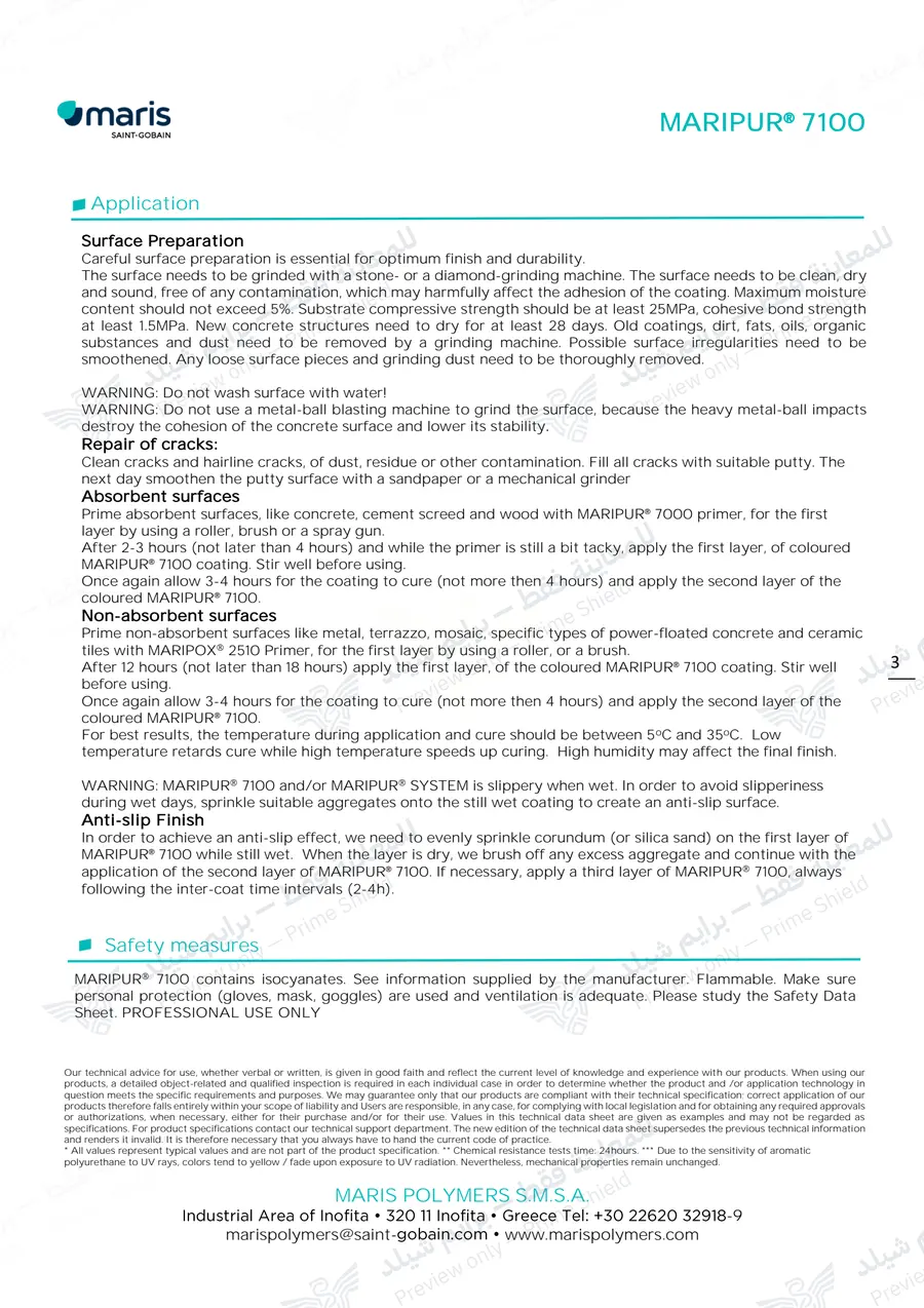 Page 13 of 13 — MARIPUR 7100 — Official sheet (EN)