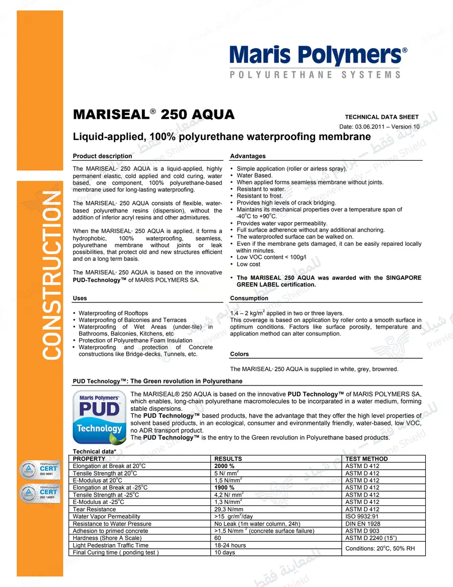 الصفحة 10 من 11 — MARISEAL 250 AQUA — النشرة الرسمية (EN)