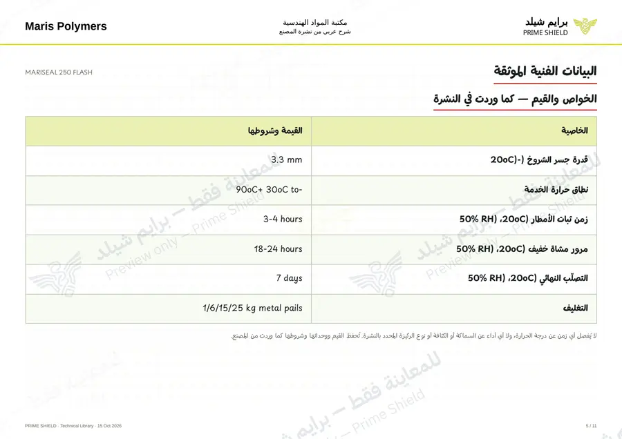 الصفحة 5 من 15 — MARISEAL 250 FLASH — الشرح العربي