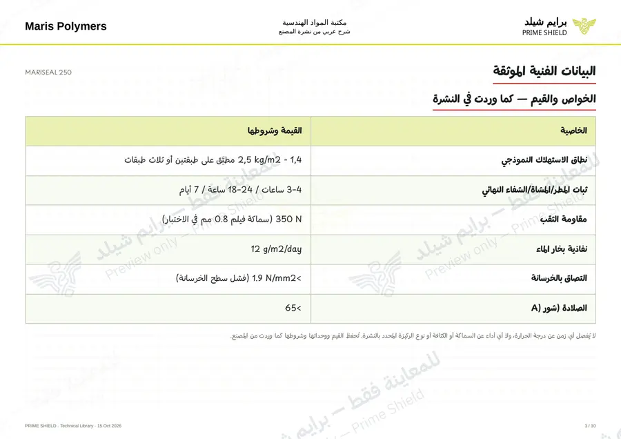 الصفحة 3 من 14 — MARISEAL 250 — الشرح العربي