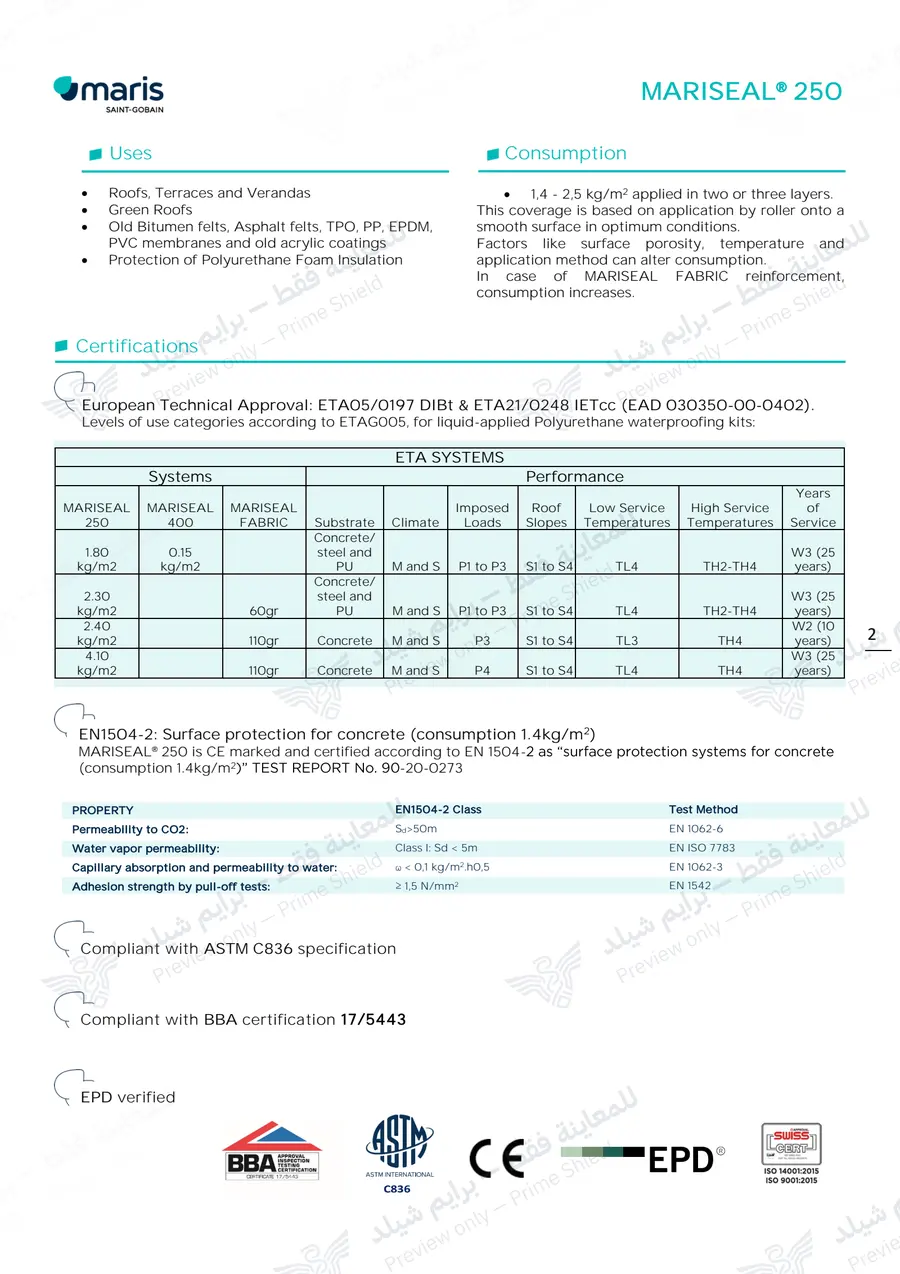 الصفحة 12 من 14 — MARISEAL 250 — النشرة الرسمية (EN)
