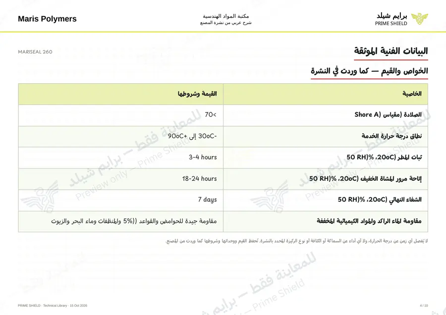 الصفحة 4 من 14 — MARISEAL 260 — الشرح العربي