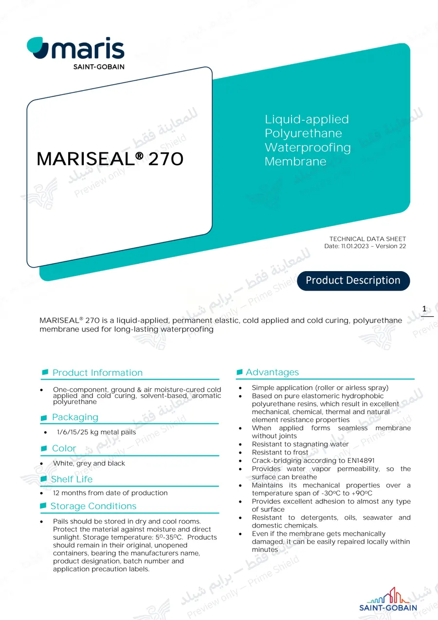 Page 11 of 14 — MARISEAL 270 — Official sheet (EN)