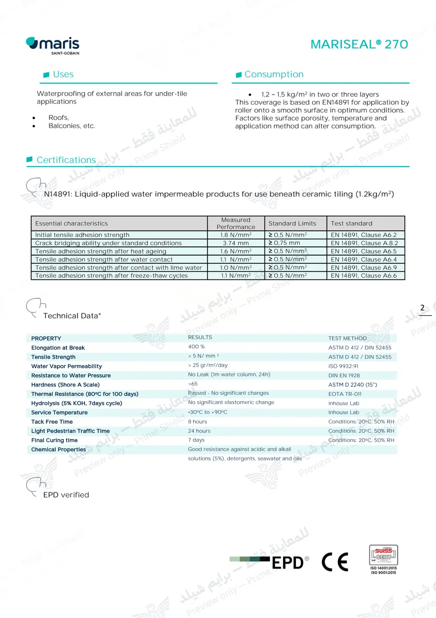 Page 12 of 14 — MARISEAL 270 — Official sheet (EN)