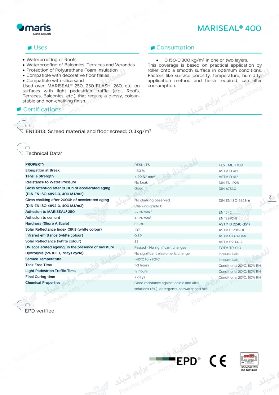 الصفحة 11 من 12 — MARISEAL 400 — النشرة الرسمية (EN)