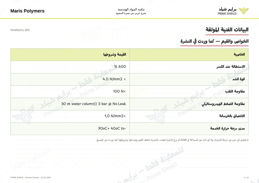 الصفحة 3 من 14 — MARISEAL 670 — الشرح العربي