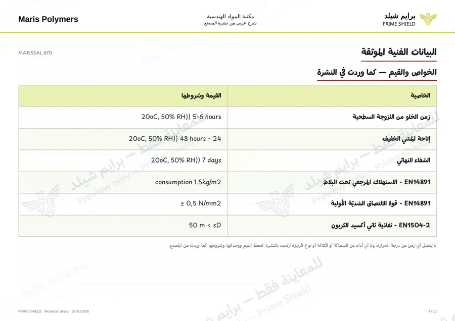 الصفحة 4 من 14 — MARISEAL 670 — الشرح العربي