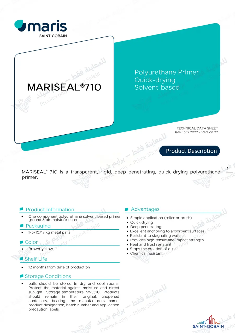 الصفحة 9 من 11 — MARISEAL 710 — النشرة الرسمية (EN)