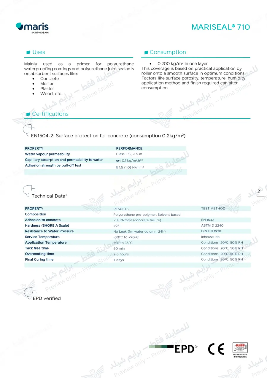 الصفحة 10 من 11 — MARISEAL 710 — النشرة الرسمية (EN)