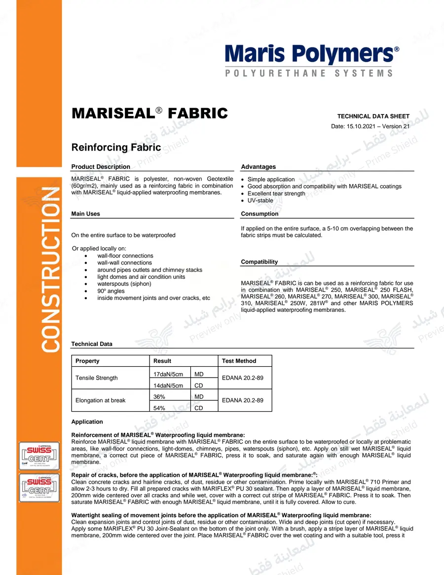 الصفحة 9 من 10 — MARISEAL FABRIC — النشرة الرسمية (EN)