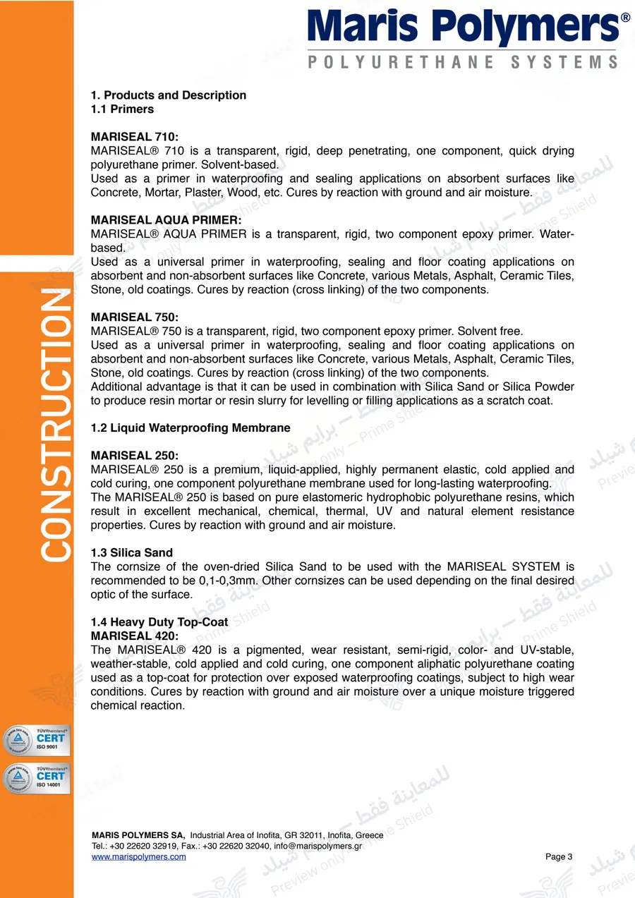 Page 13 of 23 — MARISEAL System Method Statement — Official sheet (EN)
