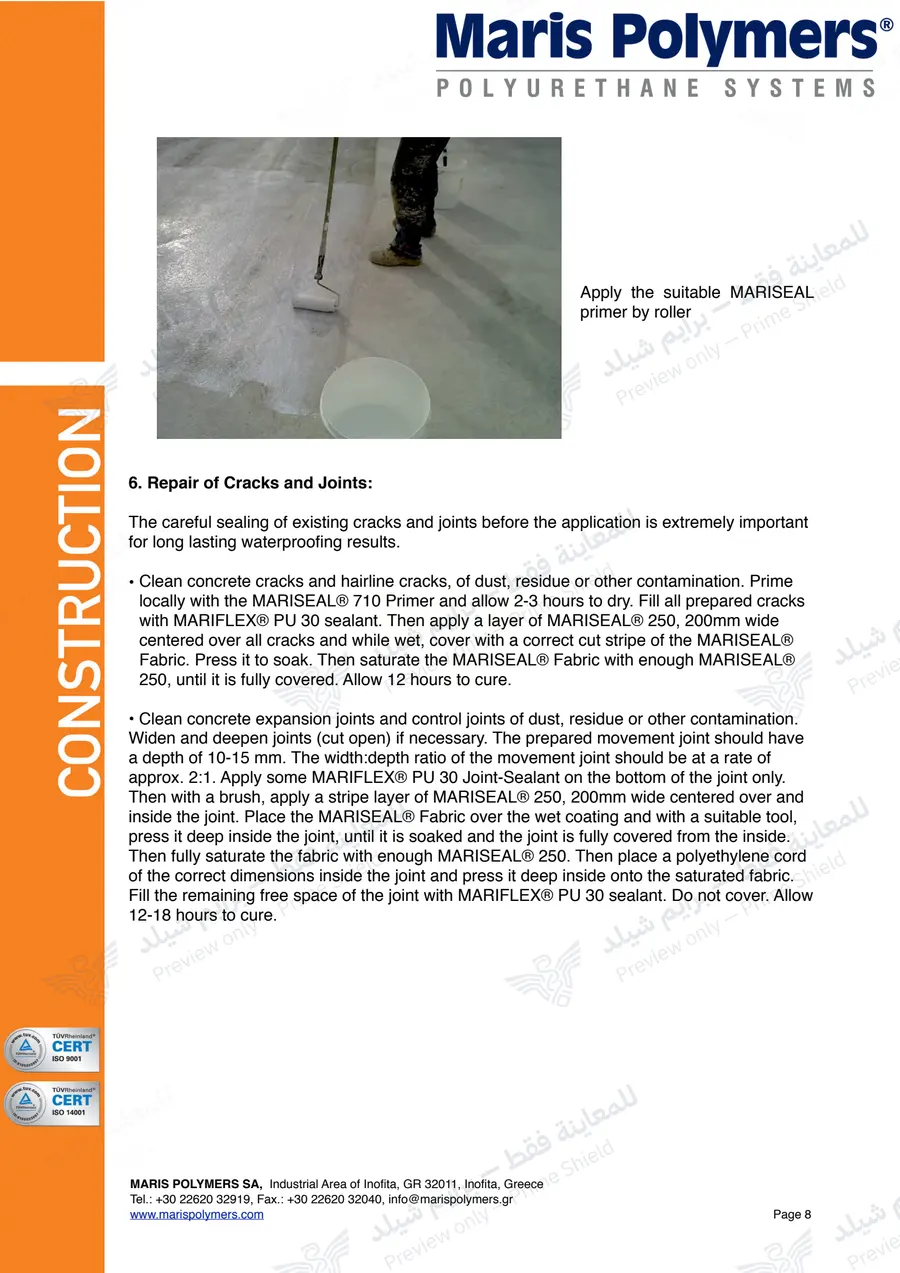 Page 18 of 23 — MARISEAL System Method Statement — Official sheet (EN)