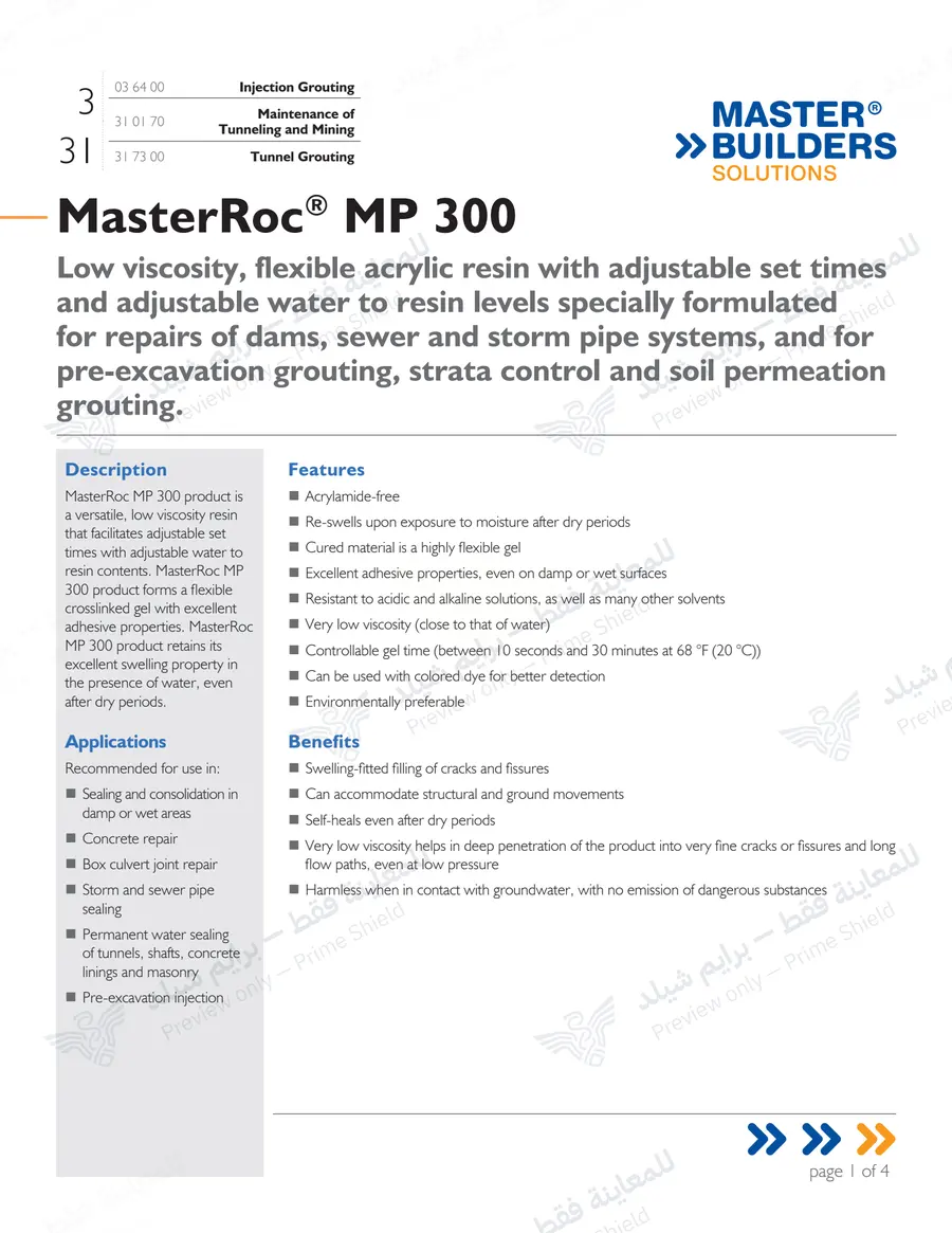 Page 11 of 14 — MasterRoc MP 300 — Official sheet (EN)
