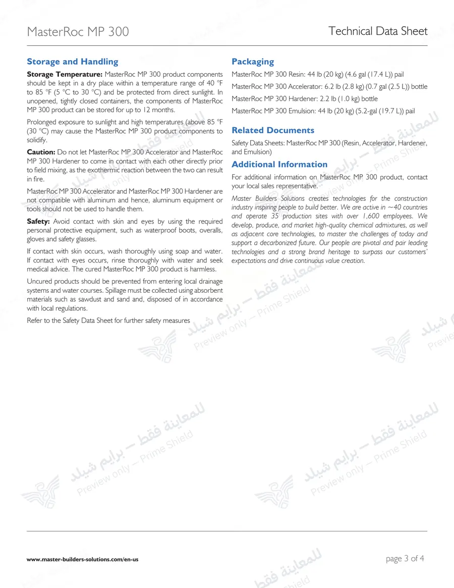 Page 13 of 14 — MasterRoc MP 300 — Official sheet (EN)