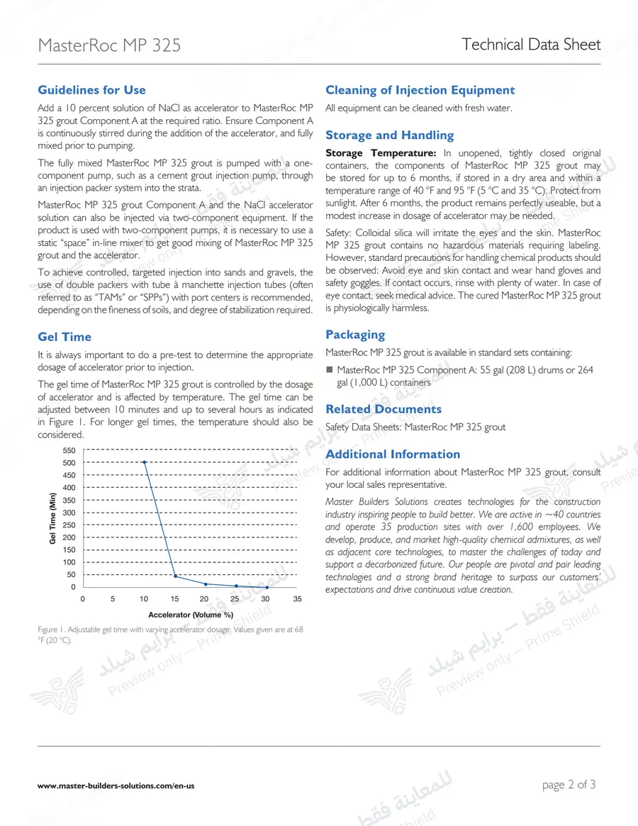 Page 10 of 11 — MasterRoc MP 325 — Official sheet (EN)