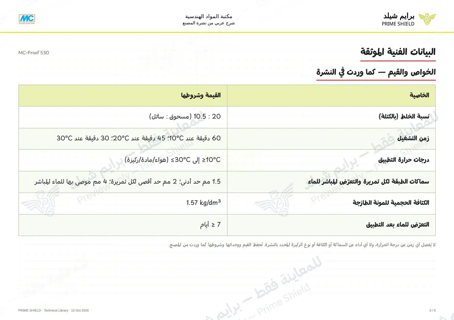 الصفحة 3 من 11 — MC-Proof 530 — الشرح العربي