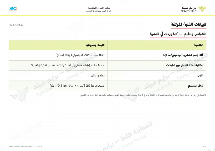 الصفحة 4 من 11 — MC-Proof 530 — الشرح العربي
