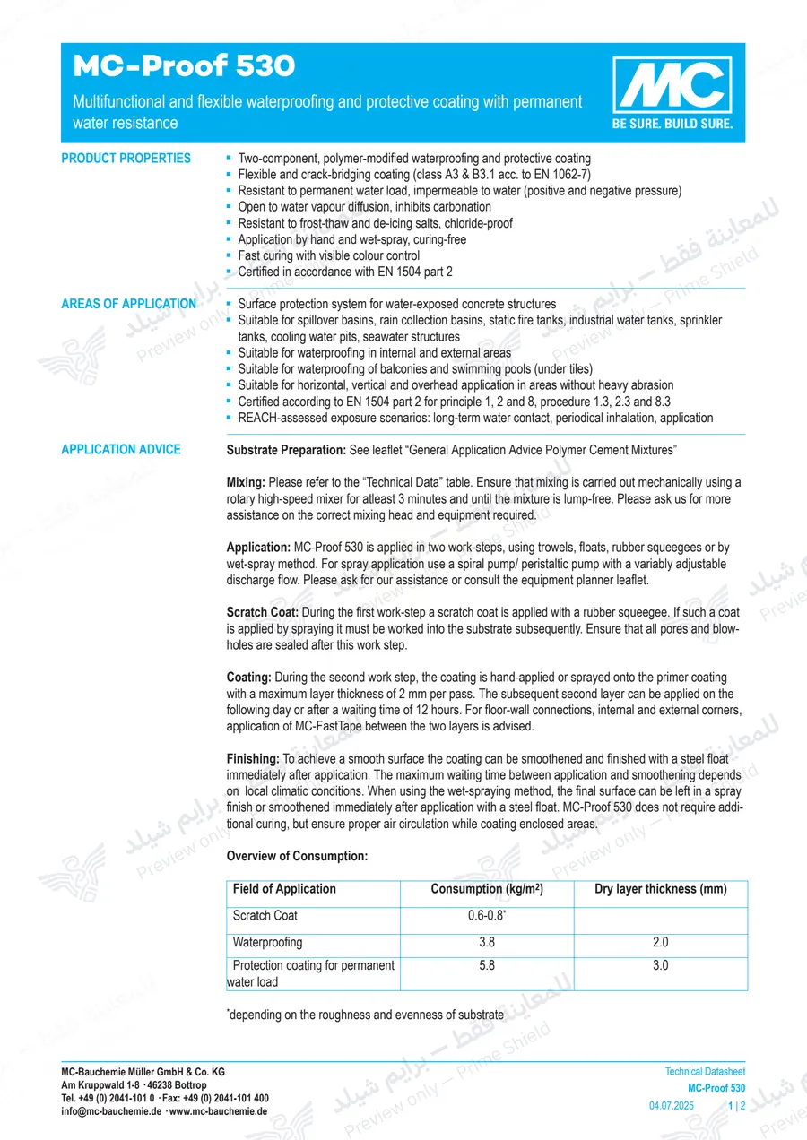 الصفحة 10 من 11 — MC-Proof 530 — النشرة الرسمية (EN)
