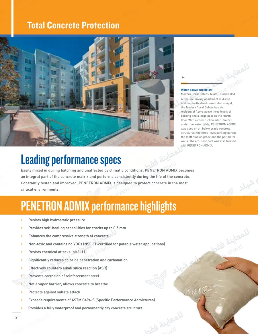 الصفحة 10 من 24 — Penetron Admix Brochure — النشرة الرسمية (EN)