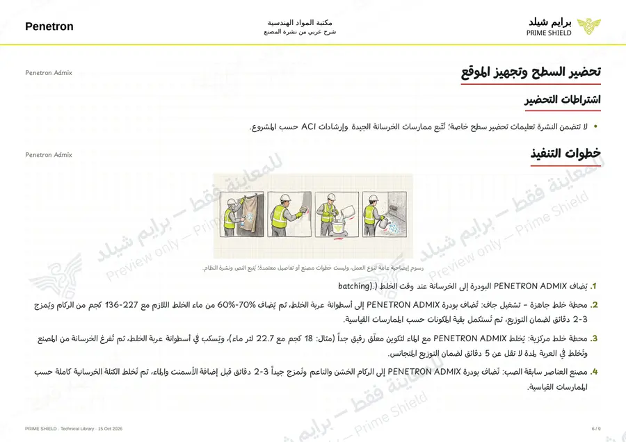 الصفحة 6 من 13 — Penetron Admix — الشرح العربي