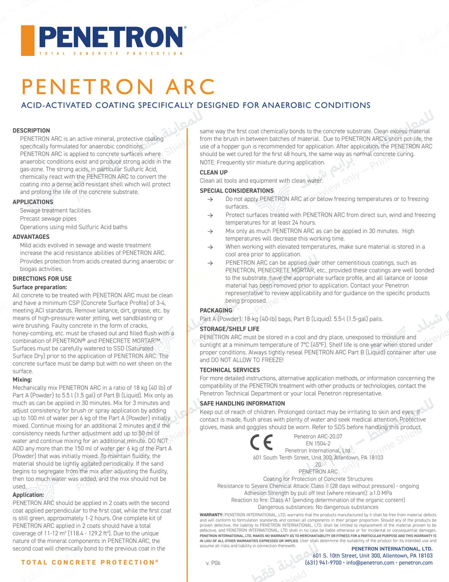 Page 10 of 10 — Penetron ARC — Official sheet (EN)
