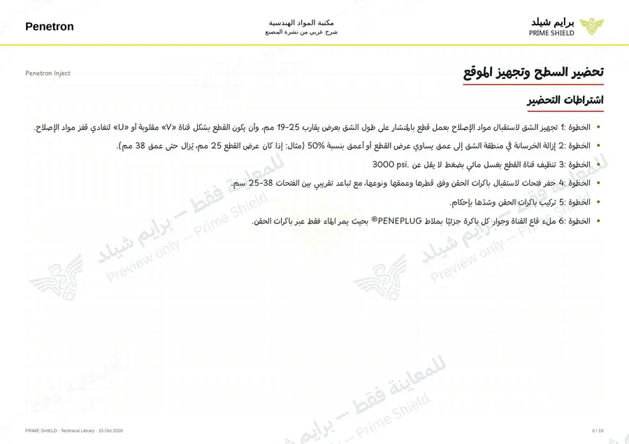 الصفحة 6 من 12 — Penetron Inject — الشرح العربي