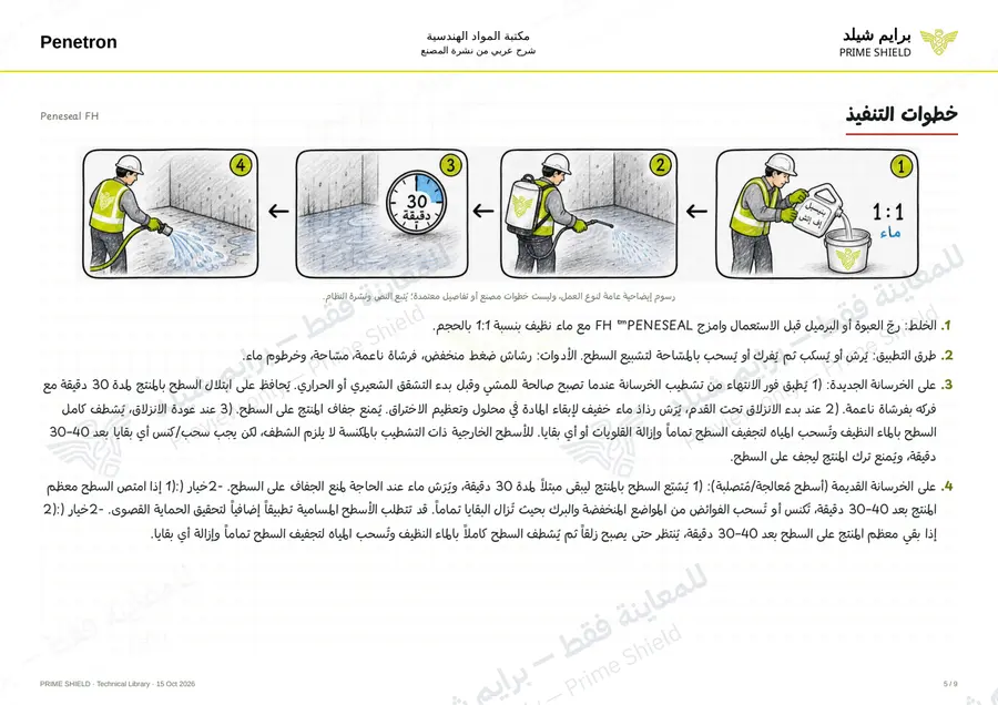 Page 5 of 11 — Peneseal FH — Arabic explanation